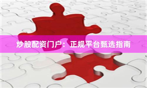 炒股配资门户：正规平台甄选指南
